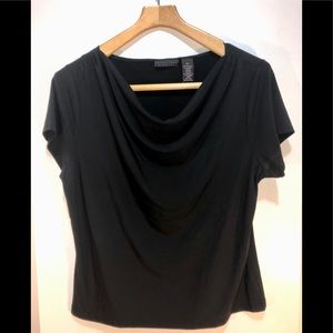 Dressy, Basic Black Top with Draped Neck